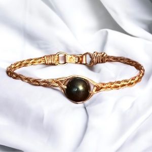 Kula Kala 14K gold filled woven Tahitian pearl bracelet